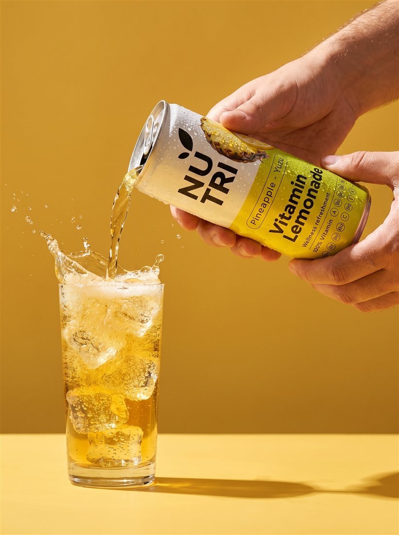 NUTRI Pineapple-Yuzu poured over ice